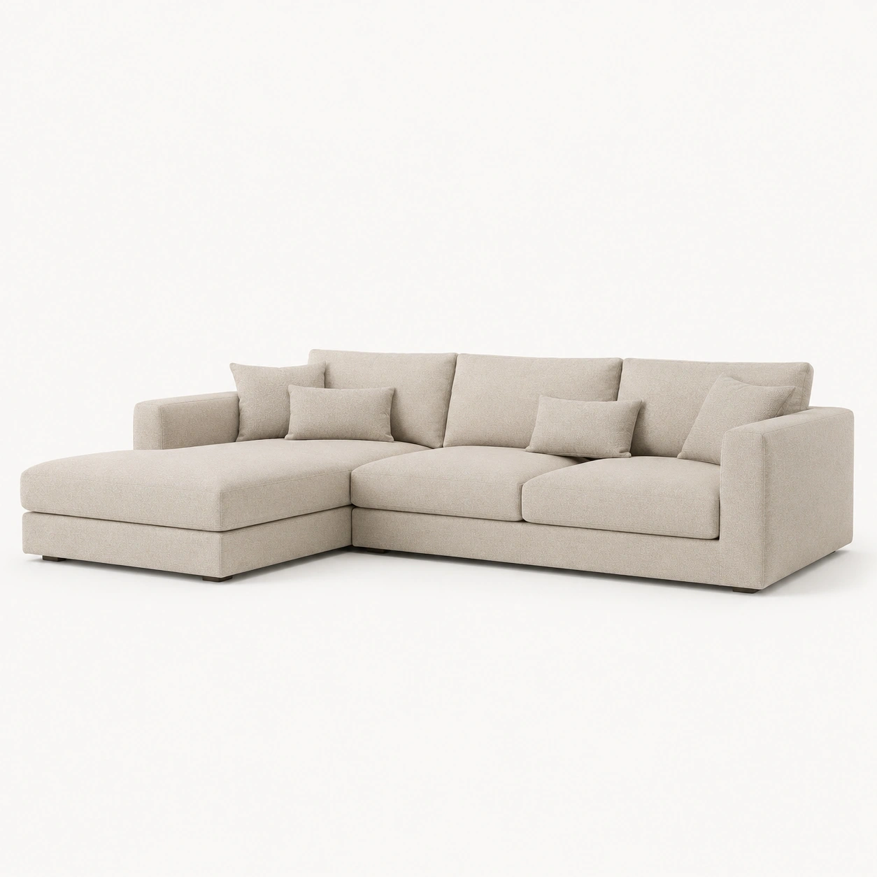 Ecksofa mit Chaiselongue-Cremewei?-LuxeSelvia